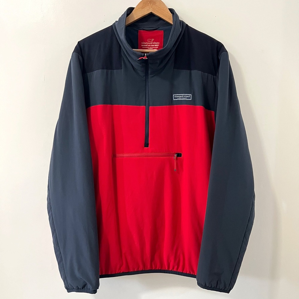 Vineyard Vines Men Marine Air Shep Shirt Pullover Anorak Jacket XL Red Navy Blue
